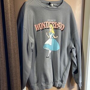 Disney/Divided Gray Wonderland Graphic Crewneck